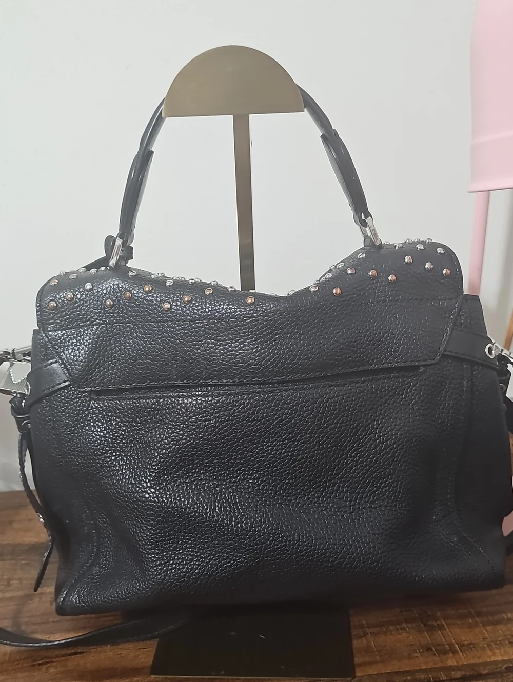 Michael Kors Black Studded Leather Satchel